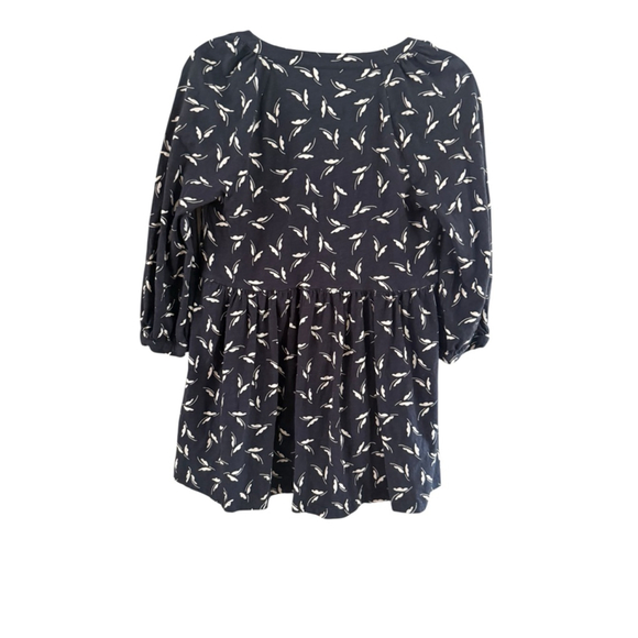 Women's Maeve by Anthropologie Navy Beige Leaf Print Blouse S - Picture 9 of 9